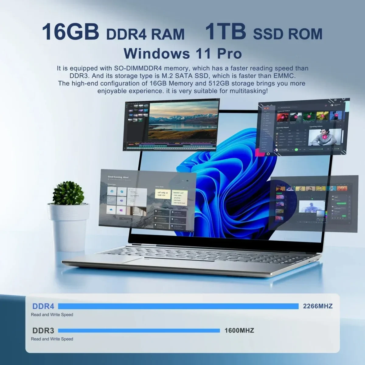 Face ID Laptop 16 Inch IPS Screen 16GB RAM 32GB Intel 11th N95 Netbook Windows 11 Pro Office Notebook RGB Keyboard Portable Pc - Image 4